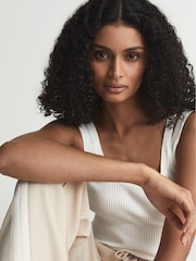 Reiss White Sabrina Double Strap Knitted Vest - Image 6 of 7