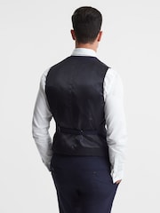 Reiss Navy Bold Classic Slim Fit Wool Horseshoe Waistcoat - Image 4 of 6