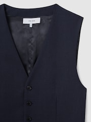 Reiss Navy Bold Classic Slim Fit Wool Horseshoe Waistcoat - Image 5 of 6