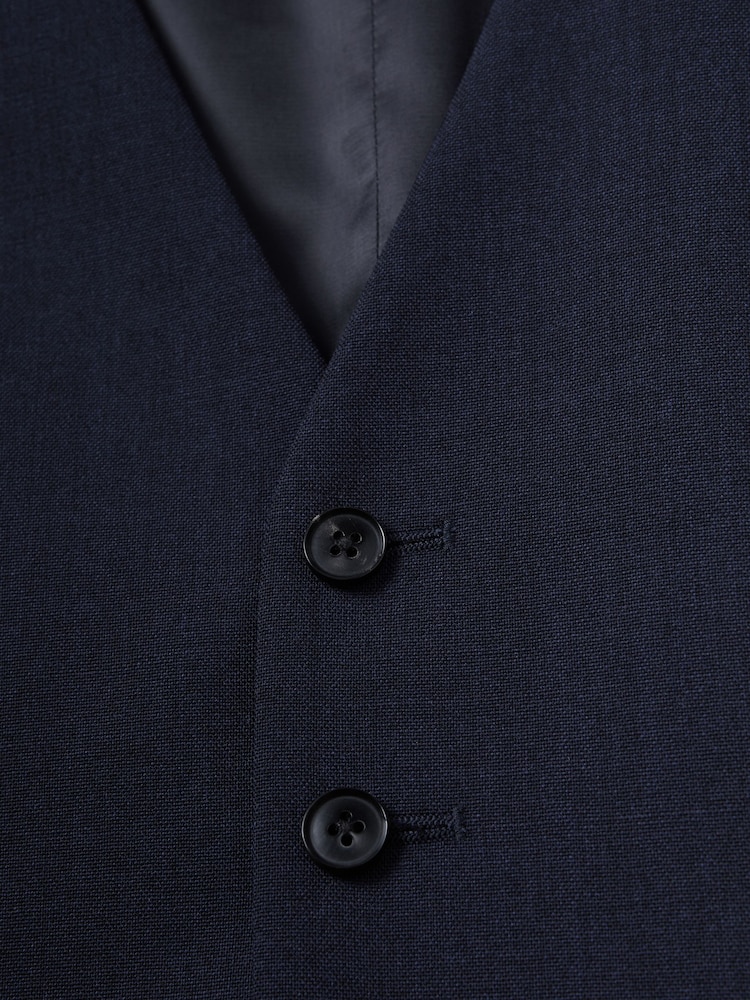 Reiss Navy Bold Classic Slim Fit Wool Horseshoe Waistcoat - Image 6 of 6