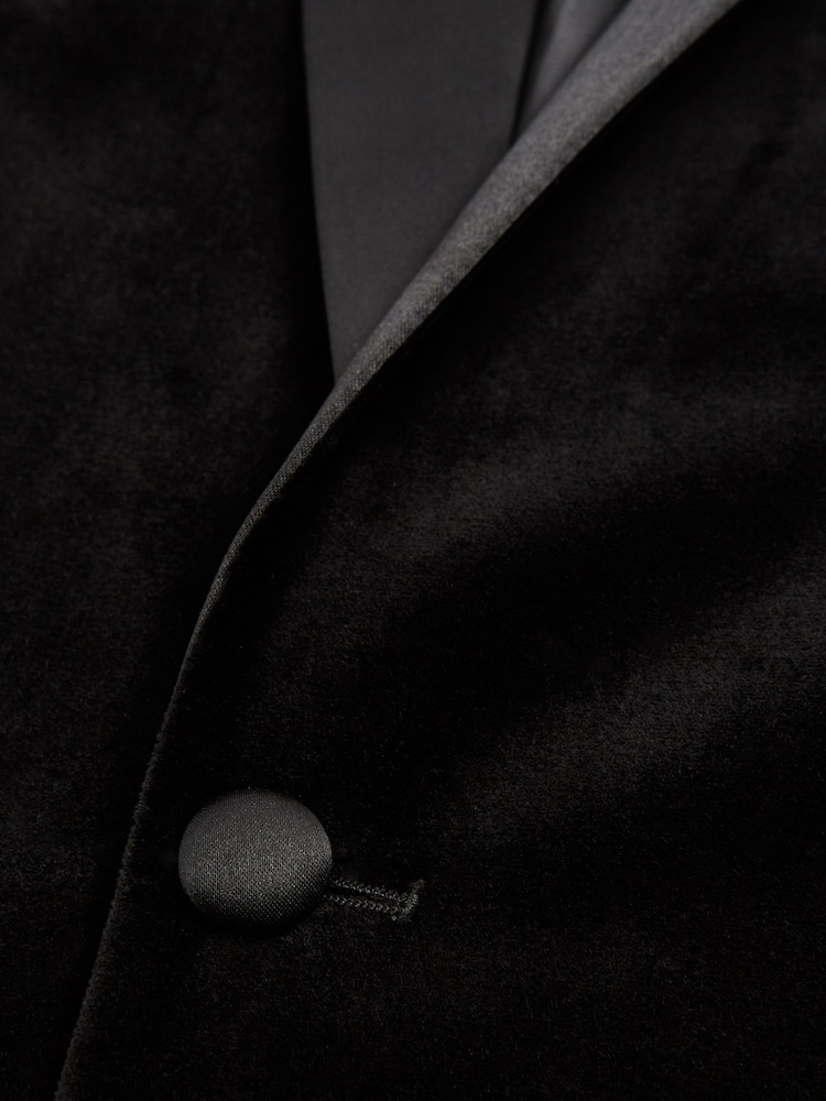 Reiss Black Ace Velvet Single Breasted Slim Fit Jacket - Image 10 of 10