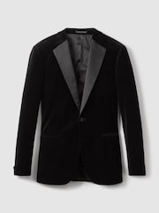 Reiss Black Ace Velvet Single Breasted Slim Fit Jacket - Image 2 of 10