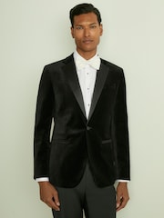 Reiss Black Ace Velvet Single Breasted Slim Fit Jacket - Image 3 of 10