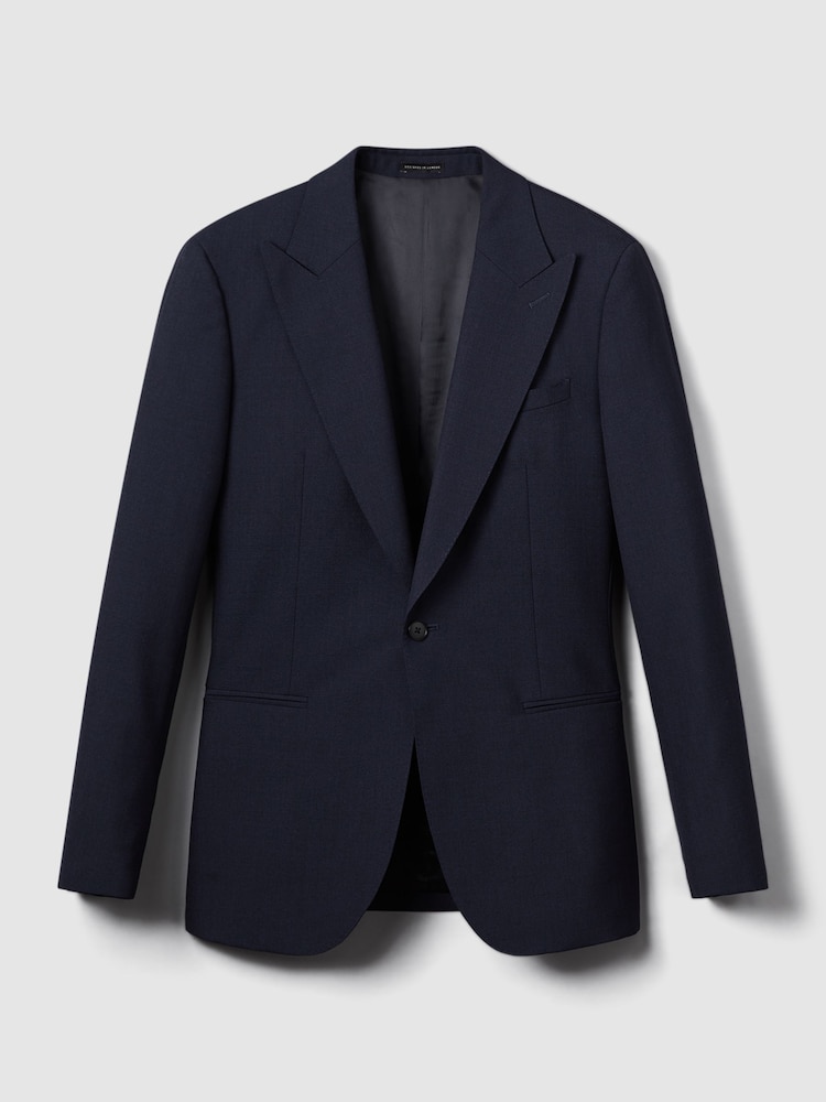 Reiss Navy Bold Slim Fit Wool Single Breasted Blazer - Image 2 of 5