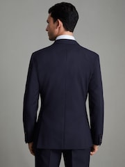Reiss Navy Bold Slim Fit Wool Single Breasted Blazer - Image 4 of 5