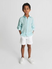 Reiss Aquamarine Ruban Long Sleeve Linen Shirt - Image 3 of 6