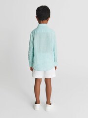 Reiss Aquamarine Ruban Long Sleeve Linen Shirt - Image 5 of 6