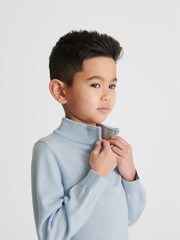 Reiss Soft Blue Blackhall Slim Fit Merino Wool Zip Neck Jumper - Image 4 of 6
