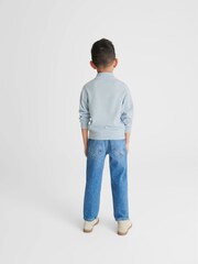 Reiss Soft Blue Blackhall Slim Fit Merino Wool Zip Neck Jumper - Image 5 of 6