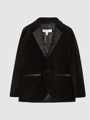 Reiss Black Ace Single Breasted Velvet Blazer - Image 2 of 6