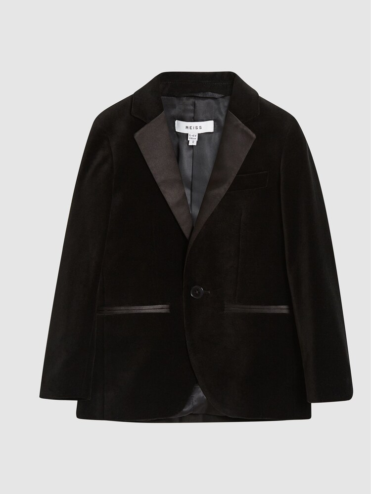 Reiss Black Ace Single Breasted Velvet Blazer - Image 2 of 6