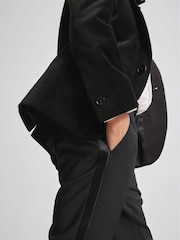 Reiss Black Ace Single Breasted Velvet Blazer - Image 3 of 6