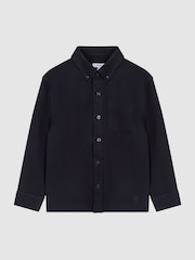 Reiss Navy Greenwich Junior Button Down Oxford Shirt - Image 2 of 6