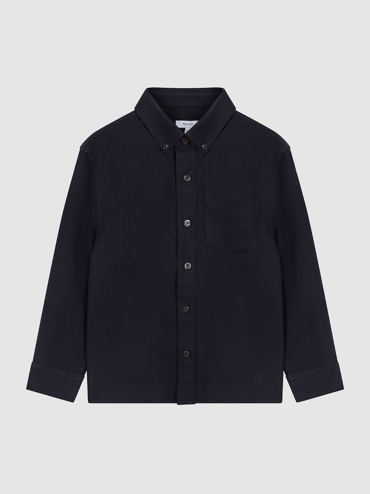 Reiss Navy Greenwich Junior Button Down Oxford Shirt - Image 2 of 6