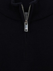 Marineblau - Reiss Blackhall Pullover aus Merinowolle mit kurzem Reißverschluss - Bild 5 von 6
