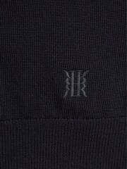 Marineblau - Reiss Blackhall Pullover aus Merinowolle mit kurzem Reißverschluss - Bild 6 von 6
