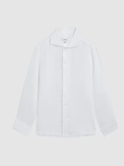 Reiss White Ruban Long Sleeve Linen Shirt - Image 2 of 6