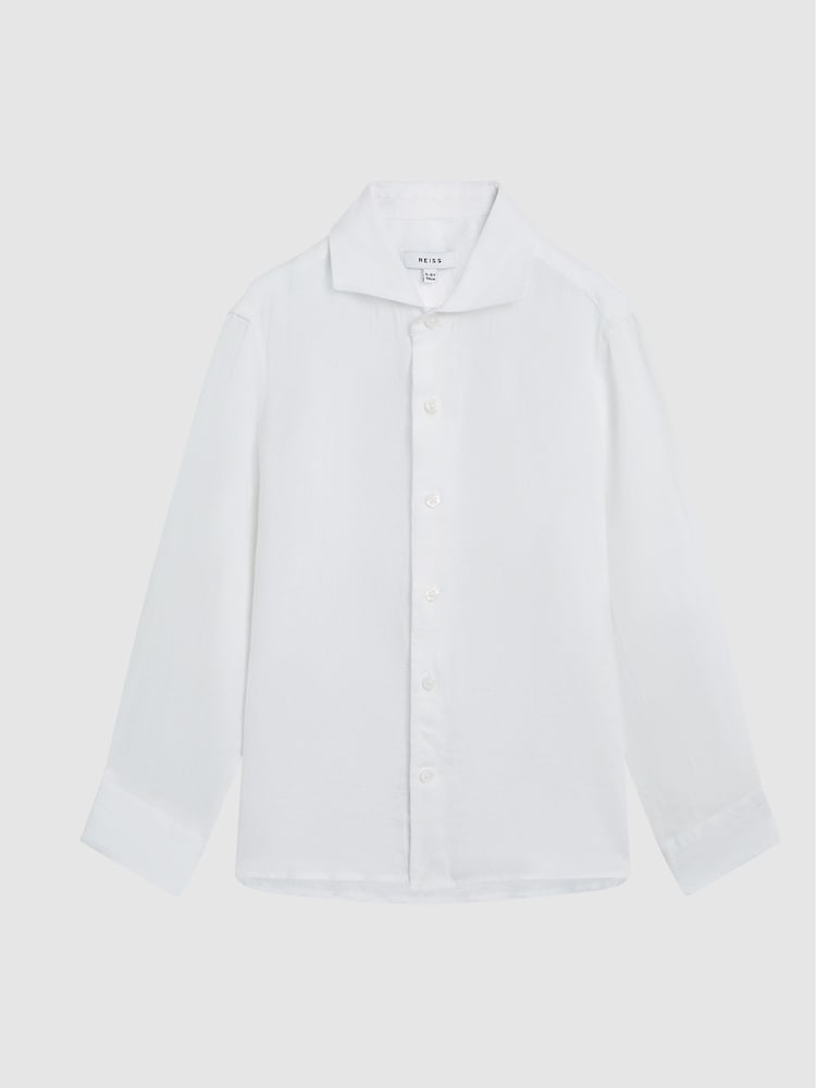 Reiss White Ruban Long Sleeve Linen Shirt - Image 2 of 6