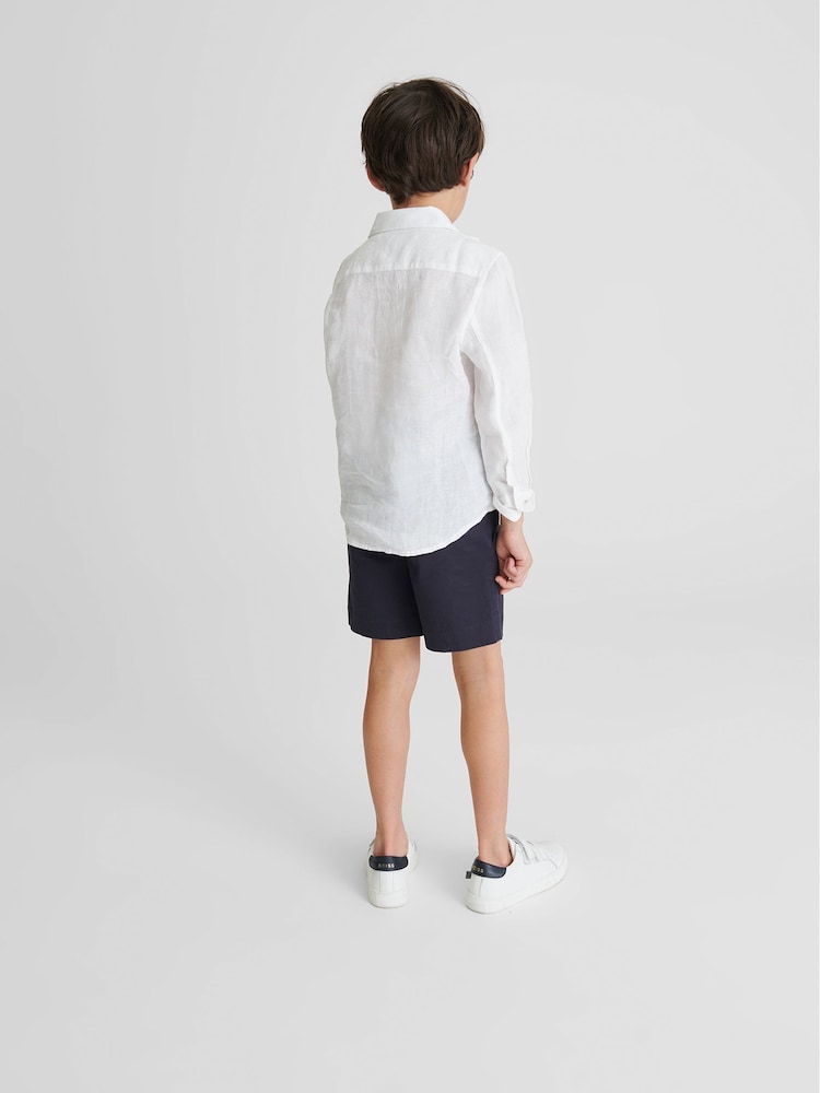 Reiss White Ruban Long Sleeve Linen Shirt - Image 5 of 6