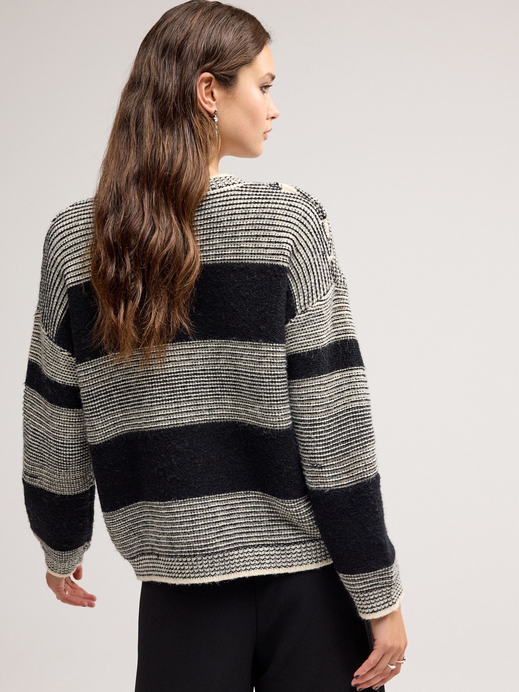 Buy Black Sequin Stripe Stitch Detail Jumper from Next Luxembourg