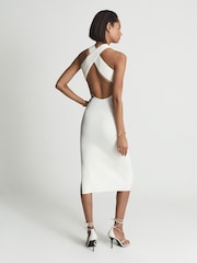 Reiss White Keira Knitted Bodycon Midi Dress - Image 5 of 7