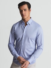 Reiss Soft Blue Forcer Jersey Long Sleeve Formal Shirt - Image 1 of 5