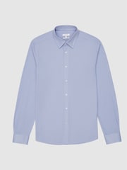 Reiss Soft Blue Forcer Jersey Long Sleeve Formal Shirt - Image 2 of 5
