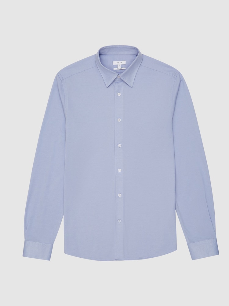 Reiss Soft Blue Forcer Jersey Long Sleeve Formal Shirt - Image 2 of 5
