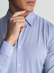 Reiss Soft Blue Forcer Jersey Long Sleeve Formal Shirt - Image 4 of 5