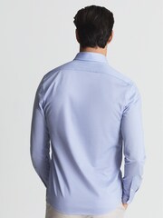 Reiss Soft Blue Forcer Jersey Long Sleeve Formal Shirt - Image 5 of 5