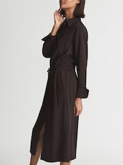Reiss Burgundy Astrid Collared Midi Dress - Image 4 of 6