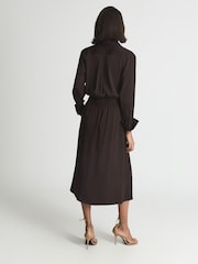 Reiss Burgundy Astrid Collared Midi Dress - Image 5 of 6