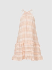 Reiss Coral Gabrielle Linen Blend Ruffle Mini Dress - Image 2 of 6