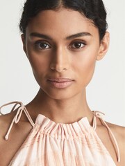 Reiss Coral Gabrielle Linen Blend Ruffle Mini Dress - Image 4 of 6