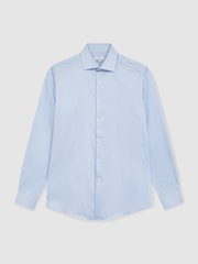 Reiss Blue Stripe Remote Cotton Sateen Shirt - Image 2 of 7