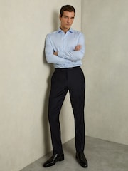 Reiss Blue Stripe Remote Cotton Sateen Shirt - Image 3 of 7