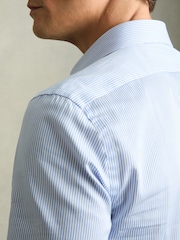 Reiss Blue Stripe Remote Cotton Sateen Shirt - Image 4 of 7