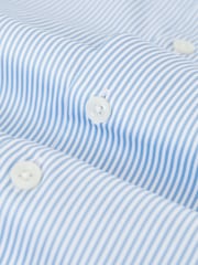 Reiss Blue Stripe Remote Slim Fit Cotton Sateen Shirt - Image 8 of 8