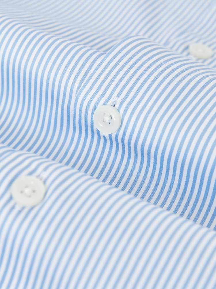 Reiss Blue Stripe Remote Reg Slim Fit Cotton-Satin Cutaway-Collar Shirt - Image 8 of 8 Reiss Blue Stripe Remote Reg Slim Fit Cotton-Satin Cutaway-Collar Shirt - Image 8 of 8