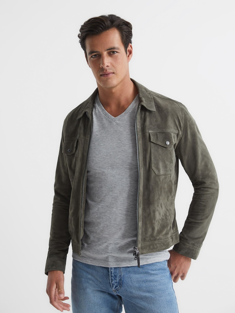 Reiss Grey Marl Dayton Regular Fit V-Neck T-Shirt - Image 6 of 6 Reiss Grey Marl Dayton Regular Fit V-Neck T-Shirt - Image 6 of 6
