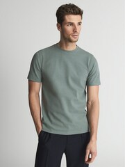 Reiss Sage Preston Honeycomb Crew Neck T-shirt - Image 1 of 5