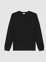 Reiss Black Bruno Long Sleeved Crew Neck T-shirt - Image 2 of 6