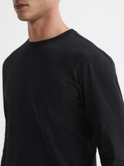 Reiss Black Bruno Long Sleeved Crew Neck T-shirt - Image 4 of 6