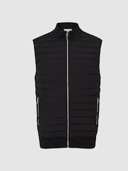 Reiss Black Pluto Hybrid Quilted Gilet - Image 2 of 5