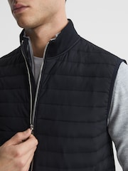 Reiss Black Pluto Hybrid Quilted Gilet - Image 4 of 5