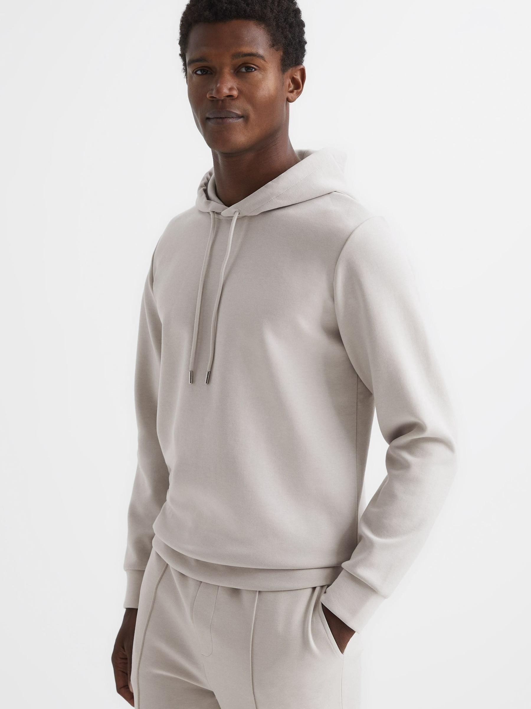 Reiss Off White Neoprene Loungewear Hoodie