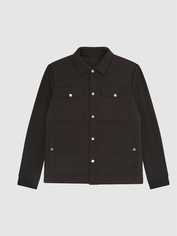 Reiss Brown Jay Quilted Shell Hybrid Jacket - Image 2 of 6