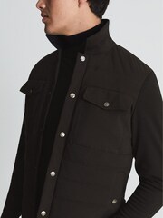 Reiss Brown Jay Quilted Shell Hybrid Jacket - Image 4 of 6