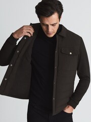 Reiss Brown Jay Quilted Shell Hybrid Jacket - Image 6 of 6