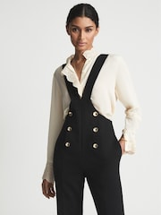 Reiss Black Vittoria Petite Dungaree Jumpsuit - Image 1 of 6